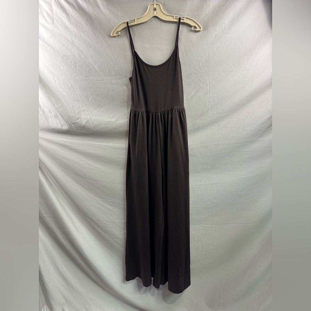 Boho Spaghetti Strap Wide Leg Jumpsuit With Pockets Brown - Picture 7 of 9